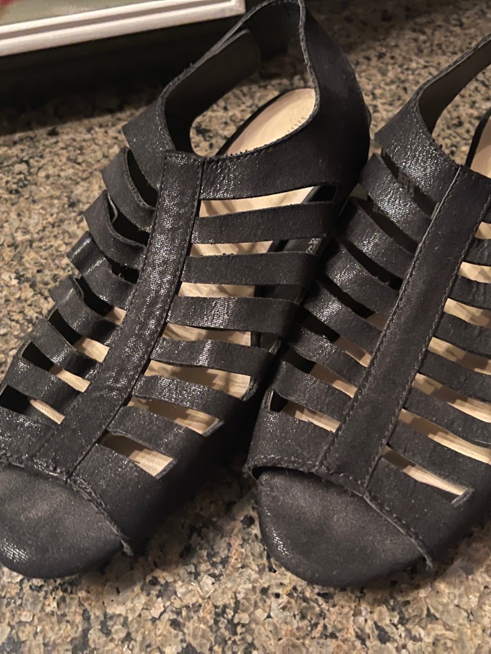Marabella Loris Black Caged Slingback Sandal Size 10